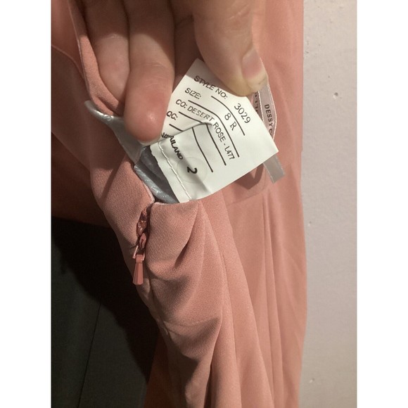 DESSY 3029 DIAMOND CUTOUT BACK TRUMPET GOWN FRONT SLIT DESERT ROSE 8 NEW - Picture 8 of 12